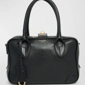 Golden Goose Black Pebbled Leather Structured Tote with Gold Accent